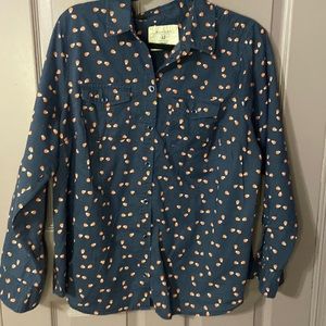 Sonoma Women’s Size 1X Life Style Long Sleeve Cotton Button Front Shirt
